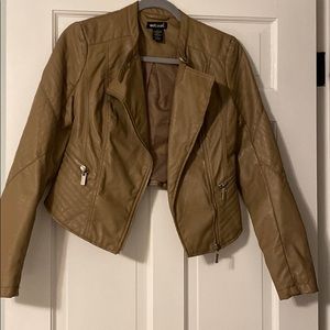 Pleather tan bomber jacket